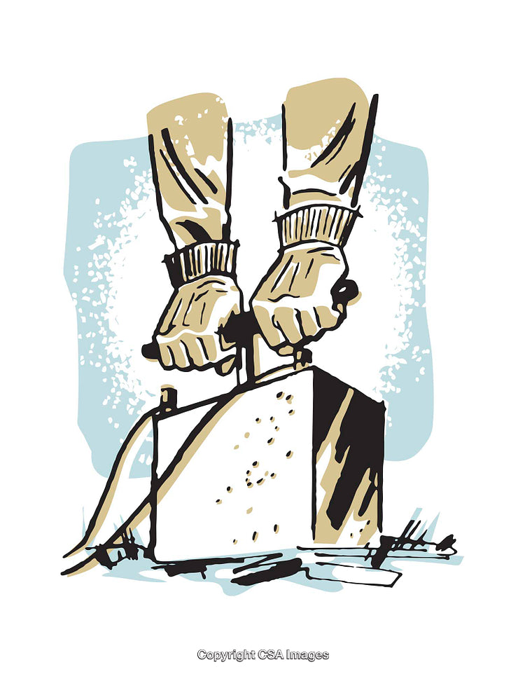 Illustrated Gloves Operating a Device with Hand Levers in Cartoon Style