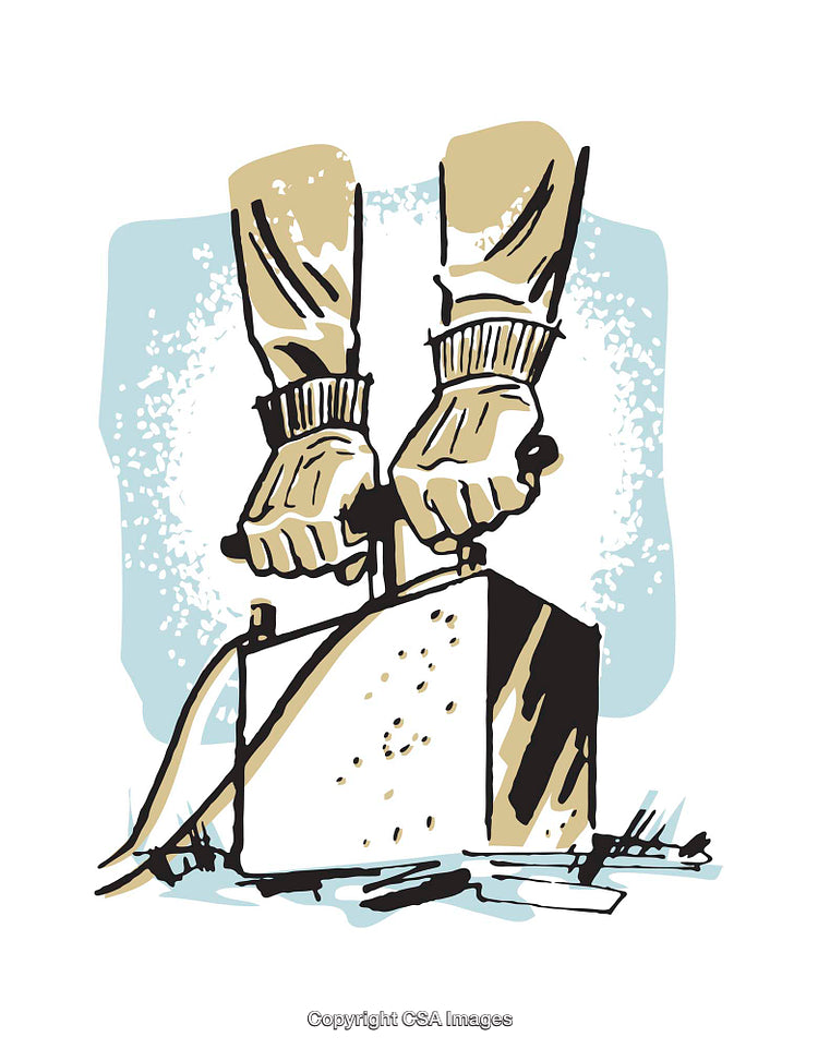Illustrated Gloves Operating a Device with Hand Levers in Cartoon Style