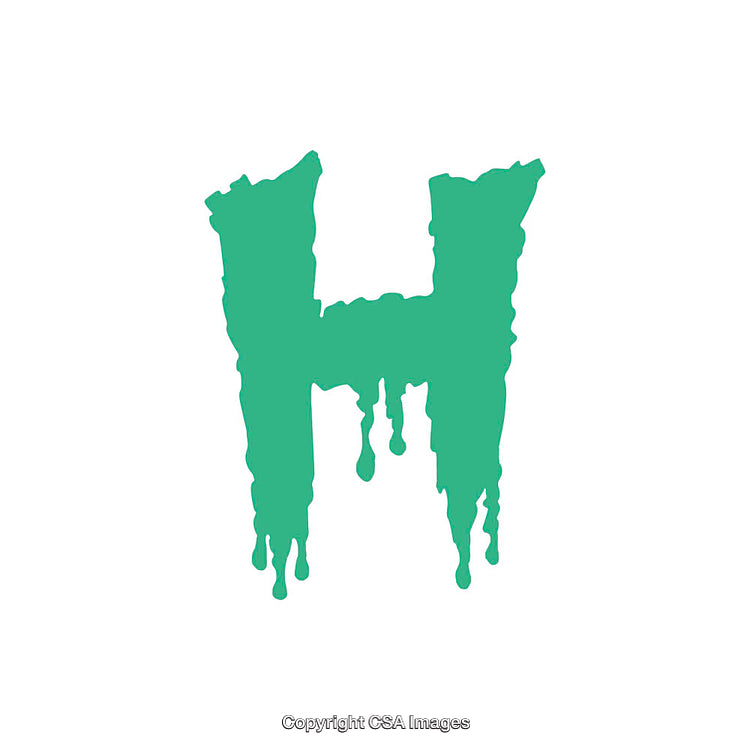 Green Dripping Letter H Concept in Abstract Artistic Style