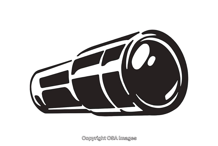 Black and White Line Art Illustration of a Telescope Object