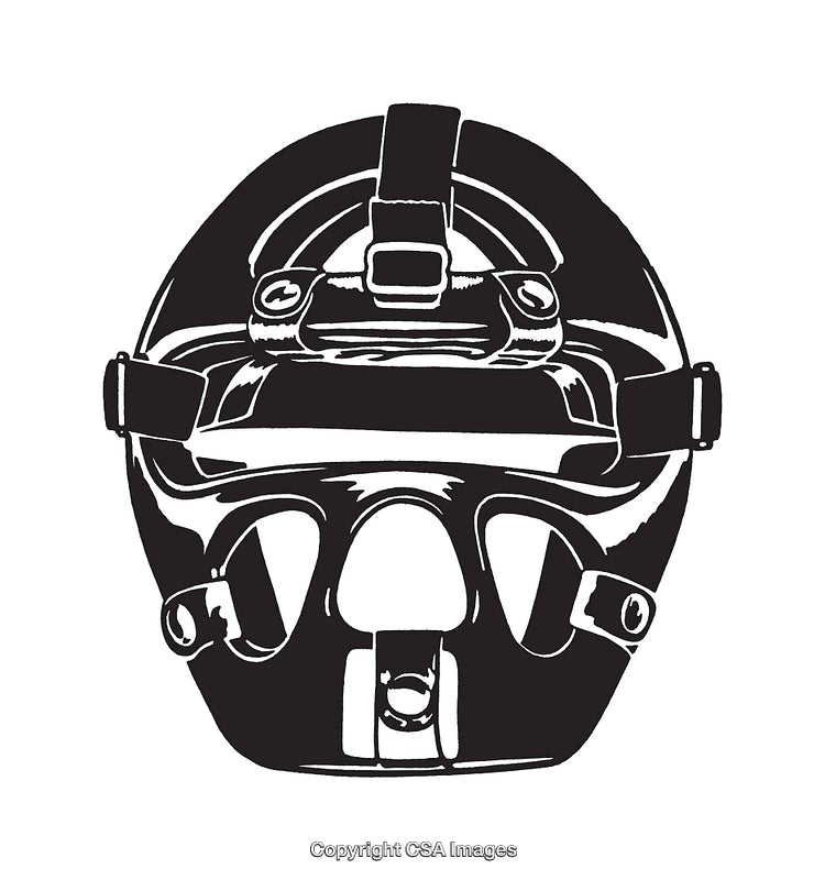 Black and White Illustration of a Protective Gear Helmet Design