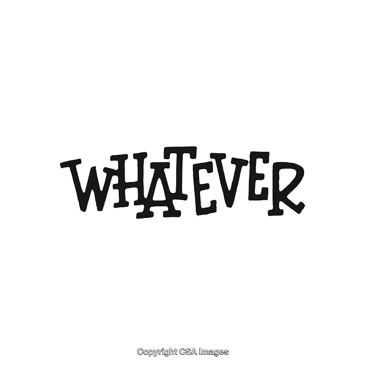 Playful Hand-Drawn 'Whatever' Text Design on White Background