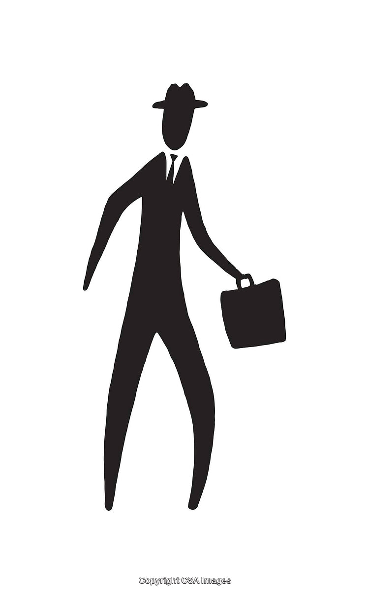 Black and White Silhouette Illustration of a Man with Briefcase