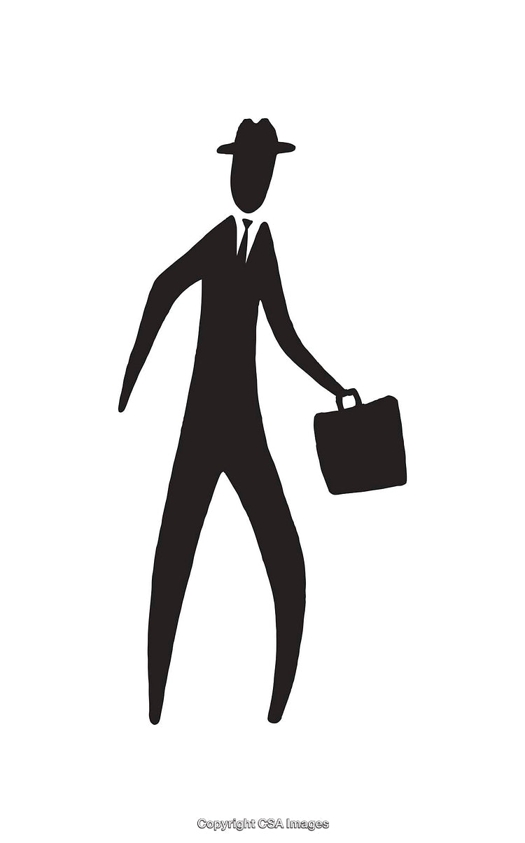 Black and White Silhouette Illustration of a Man with Briefcase