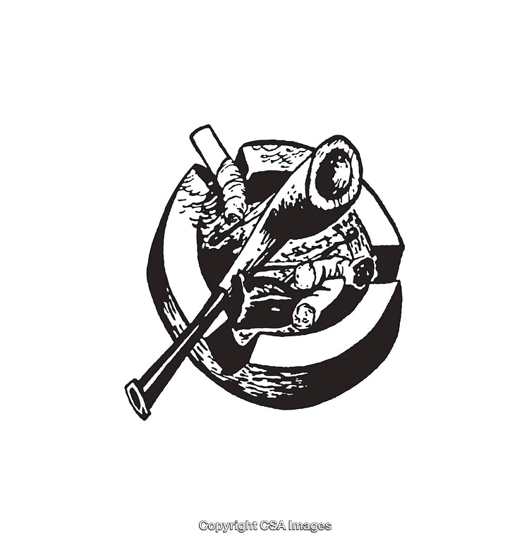 Vintage Black and White Pipe with Accessories Illustration