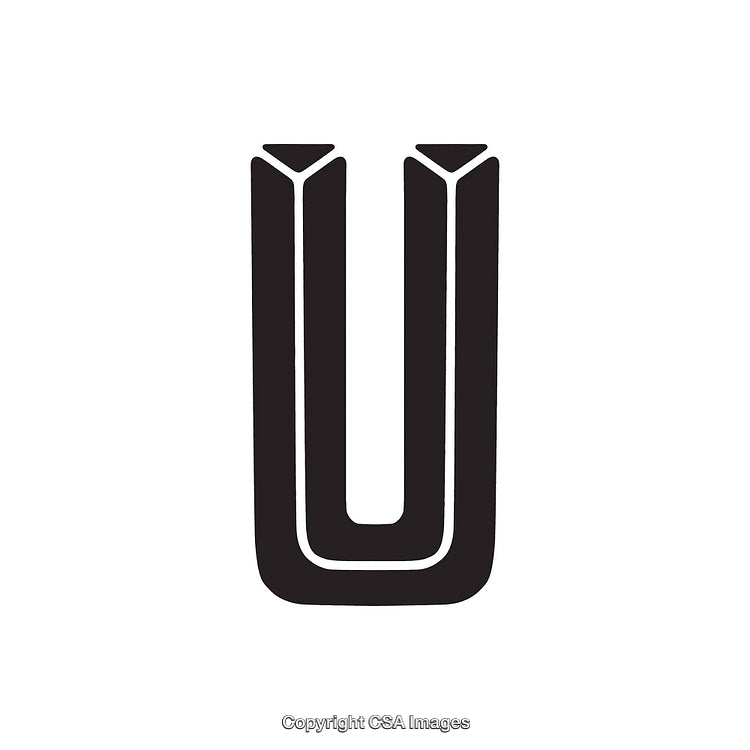 Stylized Geometric Representation of the Letter U in Bold Black Design