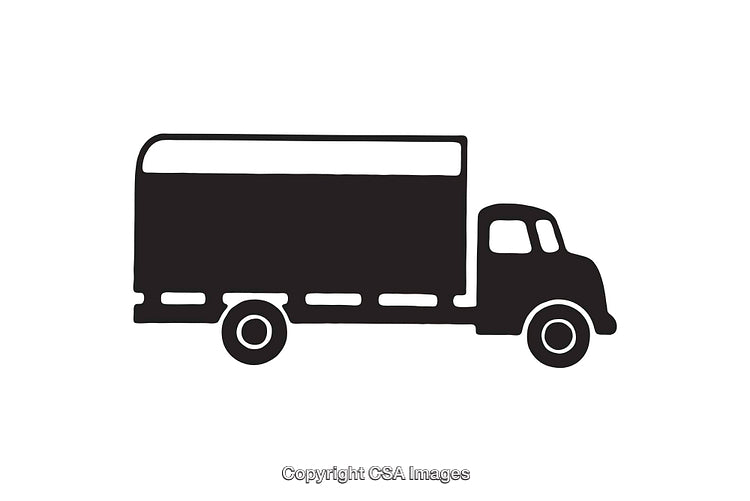 Simplistic Black and White Truck Icon on a White Background