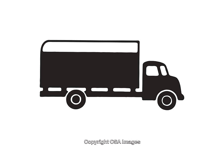 Simplistic Black and White Truck Icon on a White Background