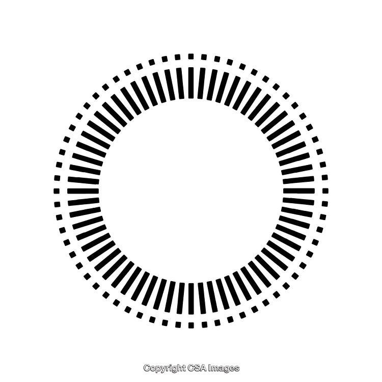 Circular Abstract Black and White Border Design with Radial Patterns