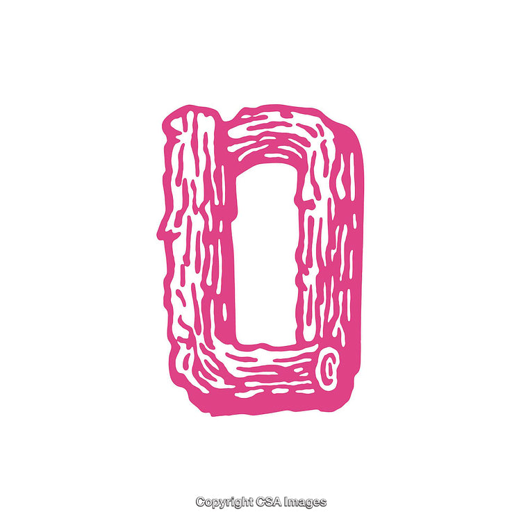 Decorative Pink Textured Letter O Design on White Background