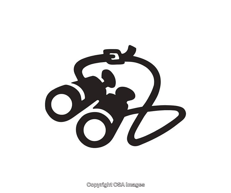 Simple Black And White Illustration of a Pair of Binoculars with Strap