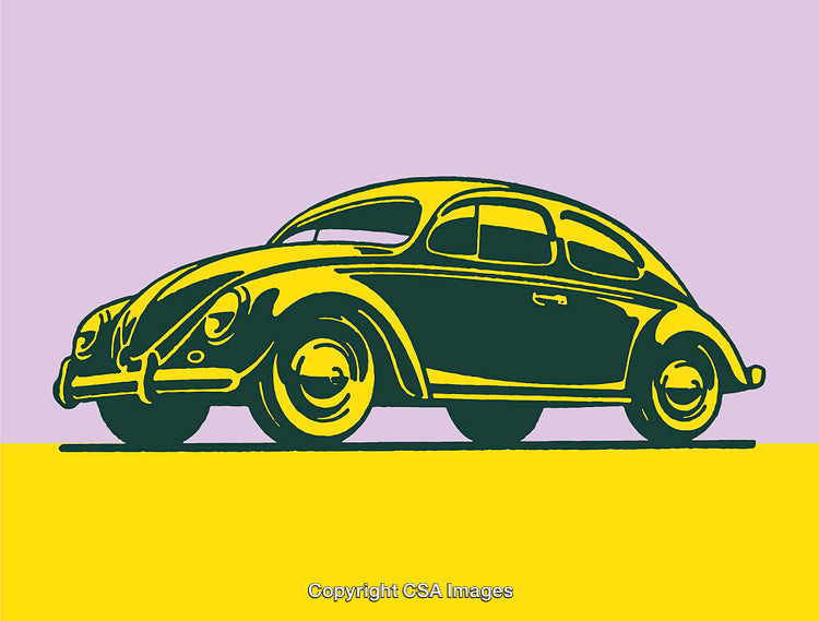 Colorful Line Art Illustration of a Classic Vintage Car