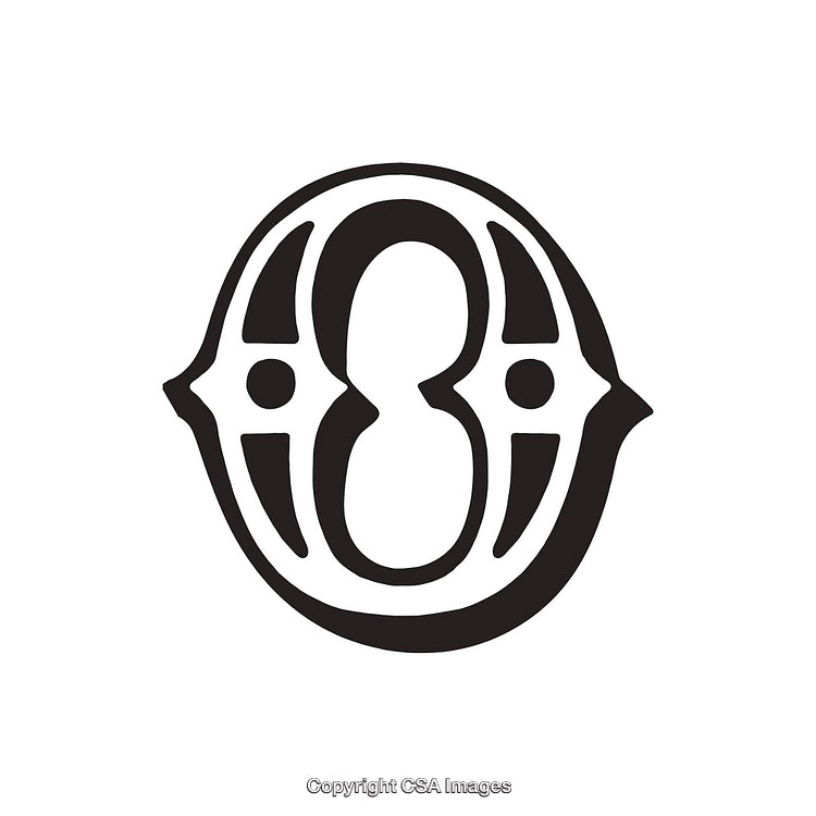 Ornamental Black and White Styled Letter O Design Artwork
