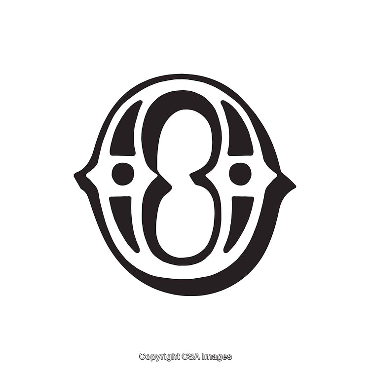 Ornamental Black and White Styled Letter O Design Artwork