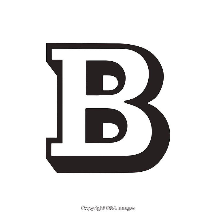 Monochrome Bold Letter B Typography Design on White Background