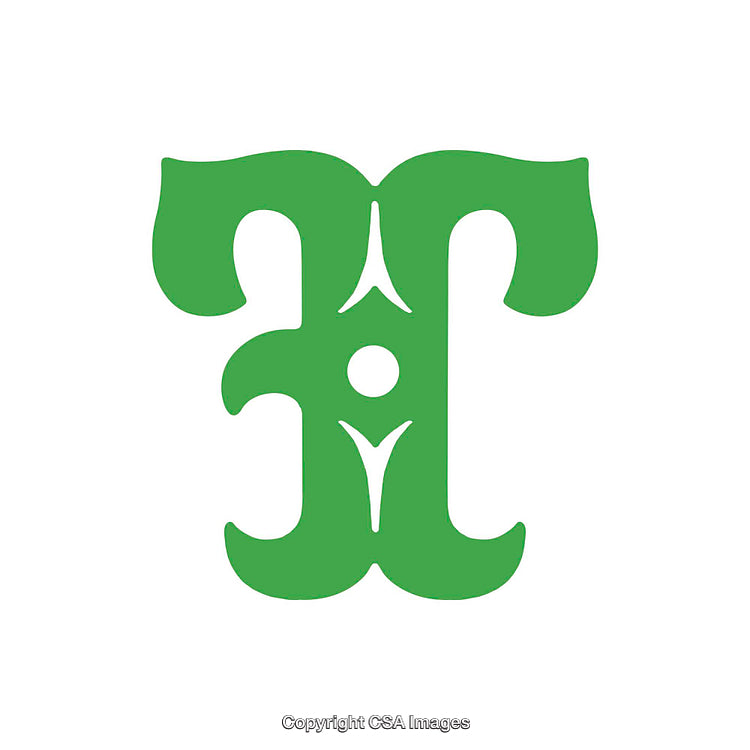 Green Decorative Letter T in Ornamental Typography Style