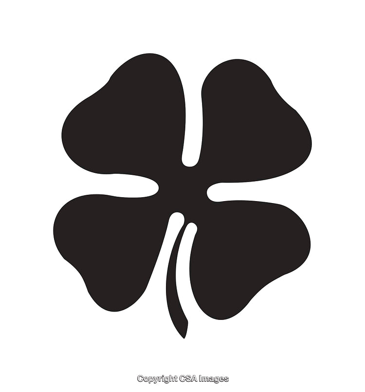 Black Silhouette of a Four-Leaf Clover for St Patrick's Day