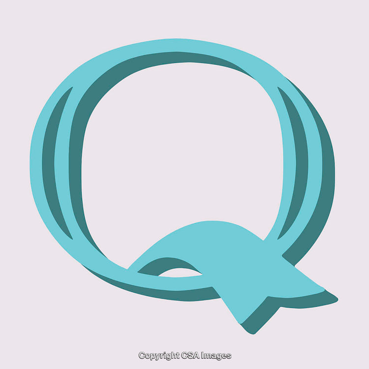 Stylized Turquoise Letter Q Design on Light Background