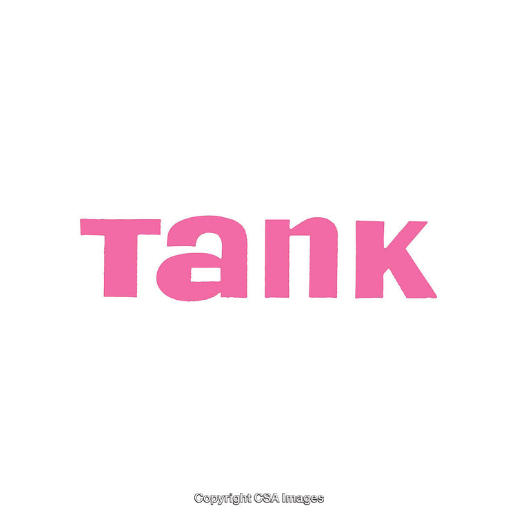 Bright Pink Tank Text on Plain White Background