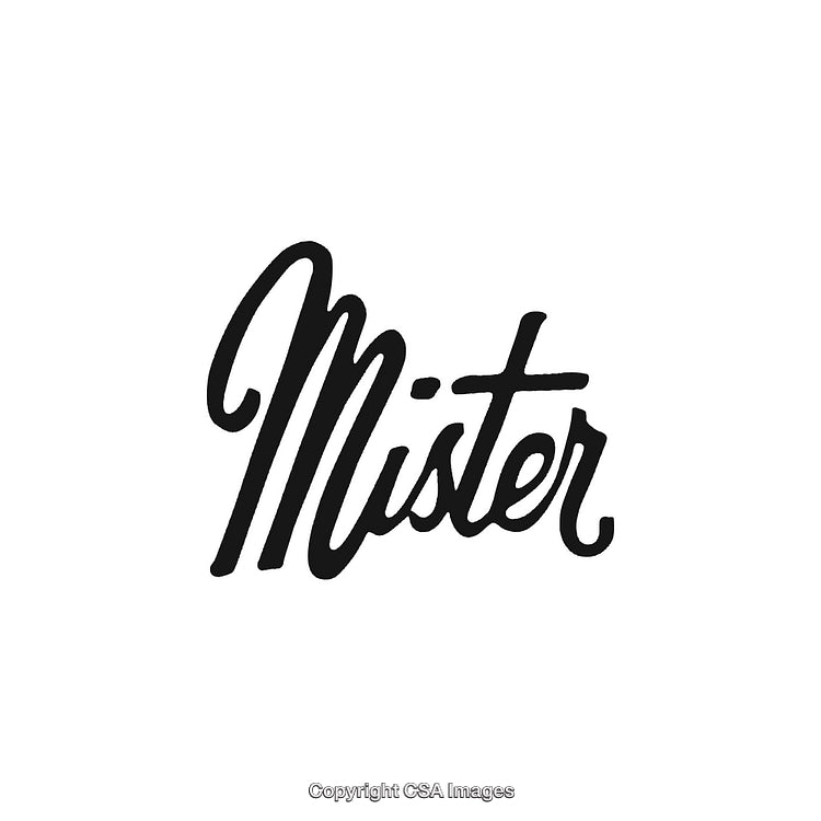 Elegant Black Calligraphy Design of the Word Mister on White Background