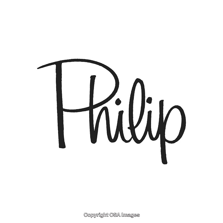 Elegant Handwritten Typography of the Name Philip in Black Ink