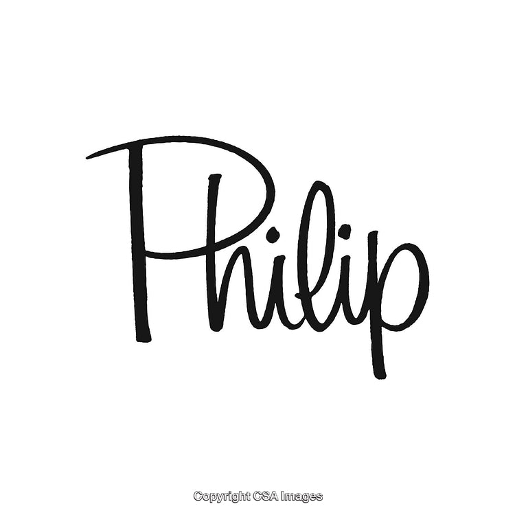 Elegant Handwritten Typography of the Name Philip in Black Ink