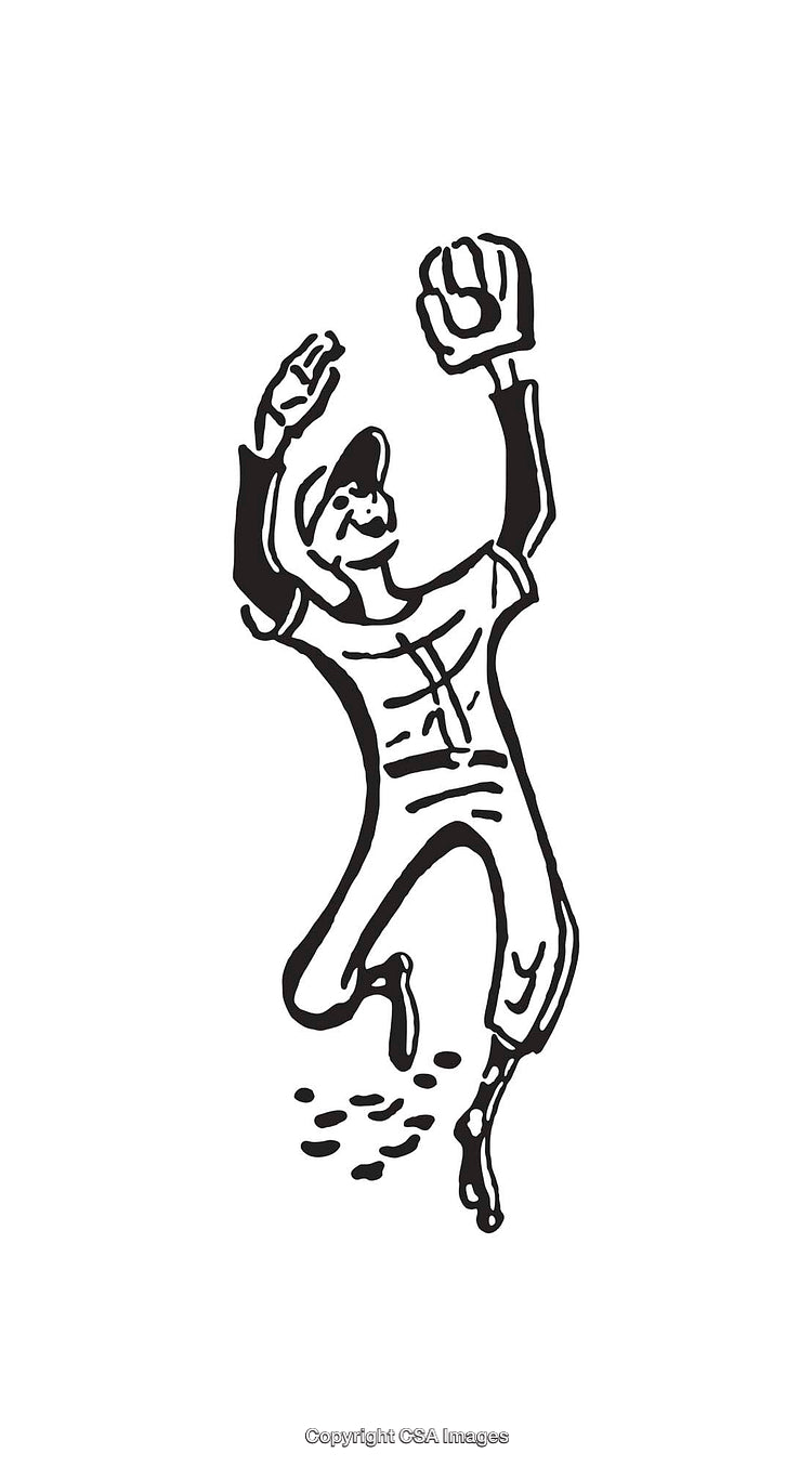Black and White Line Art Illustration of a Baseball Player Mid-Action