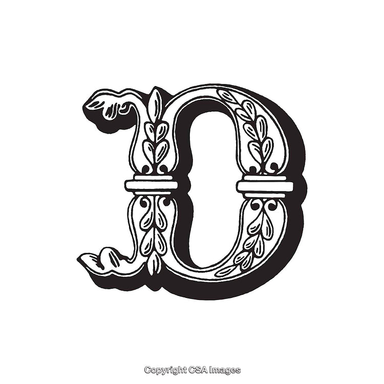 Decorative Letter D with Ornamental Floral Designs