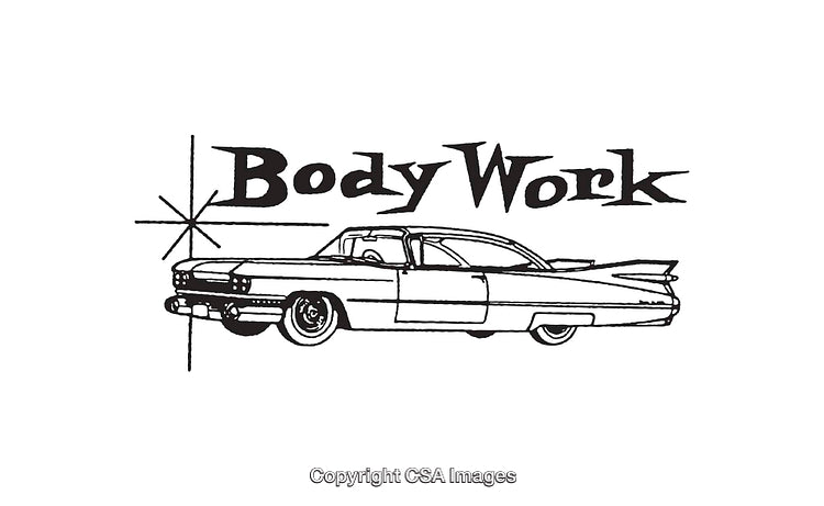 Classic Car Line Art Logo Design for Automotive Body Work Services