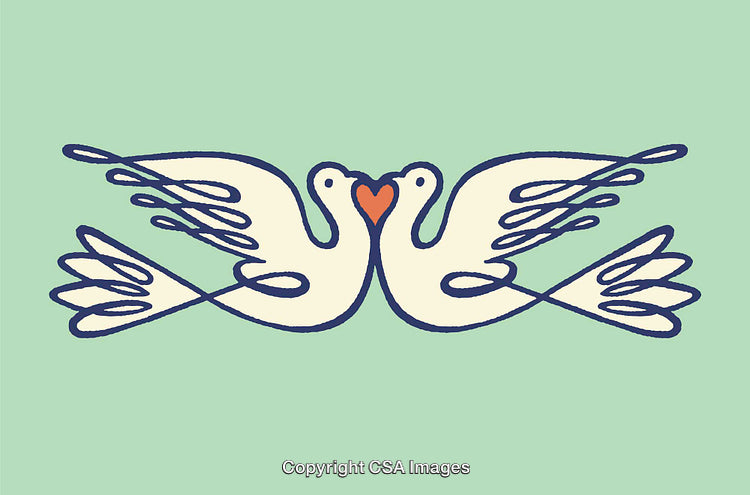 Abstract Line Art of Two Birds Symbolizing Love and Unity
