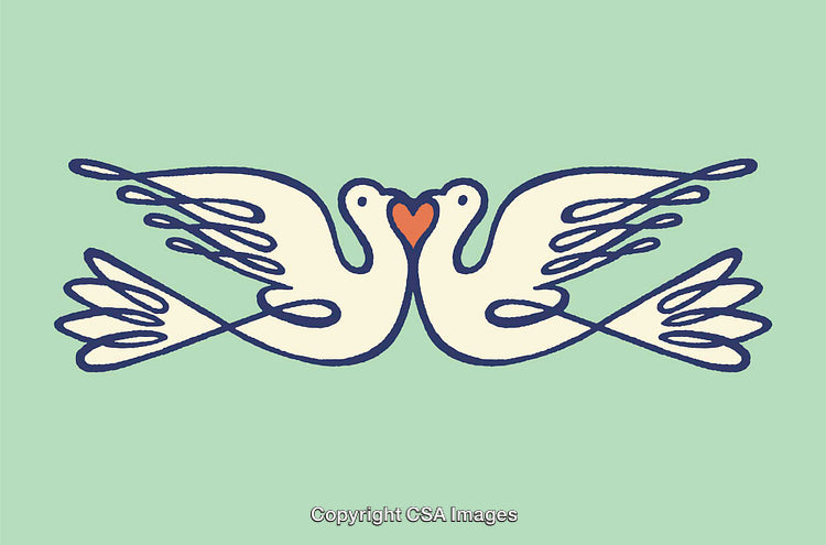 Abstract Line Art of Two Birds Symbolizing Love and Unity