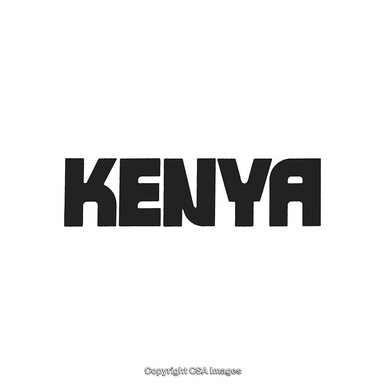 Black Font Design Featuring the Word Kenya on White Background