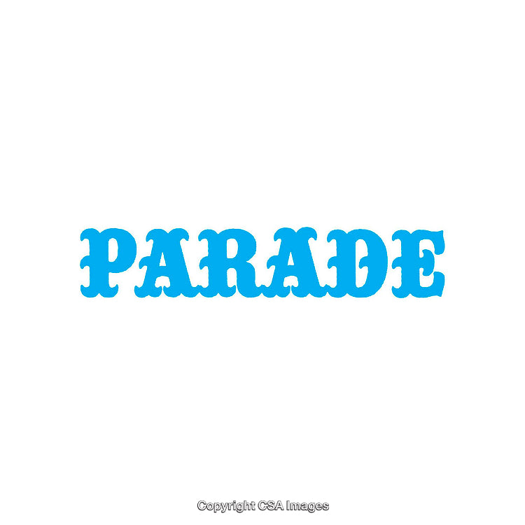 Bright Blue Parade Text on a White Background with Modern Style