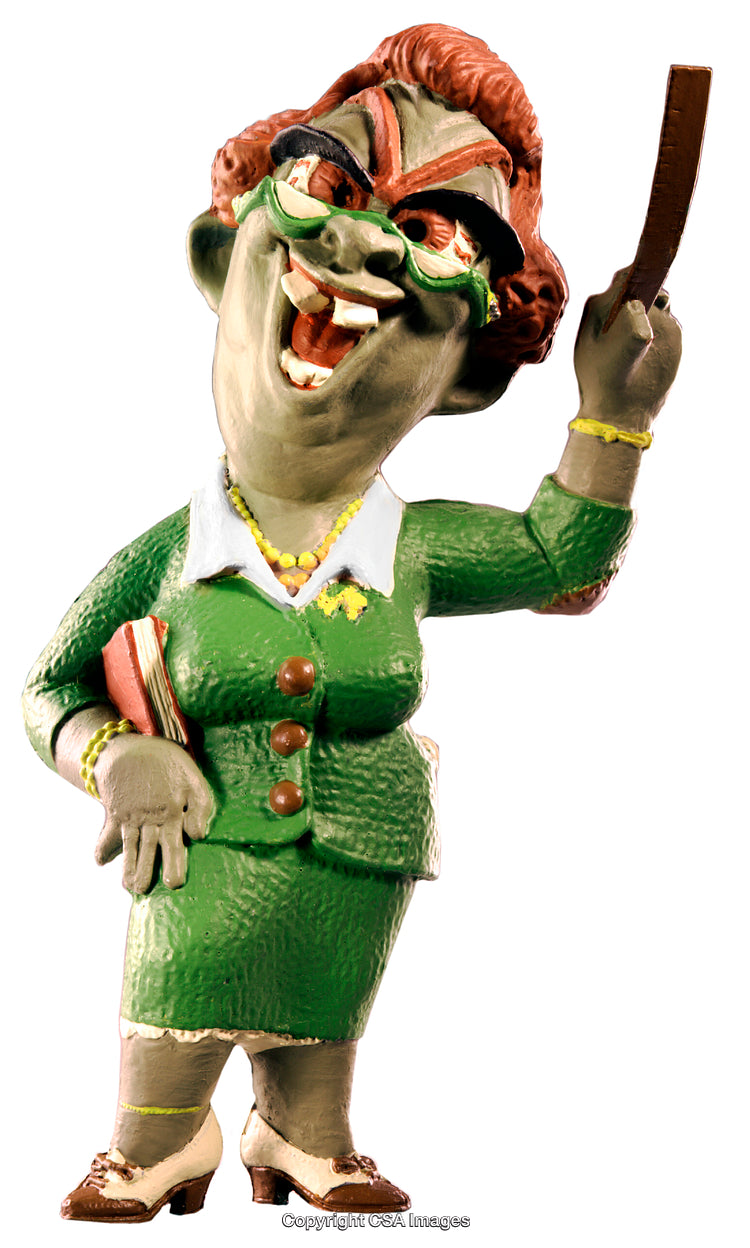 Humorous Plastic Figure of a Teacher Holding a Ruler