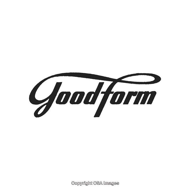Stylized GoodForm Logo in Artistic Black Script on White Background