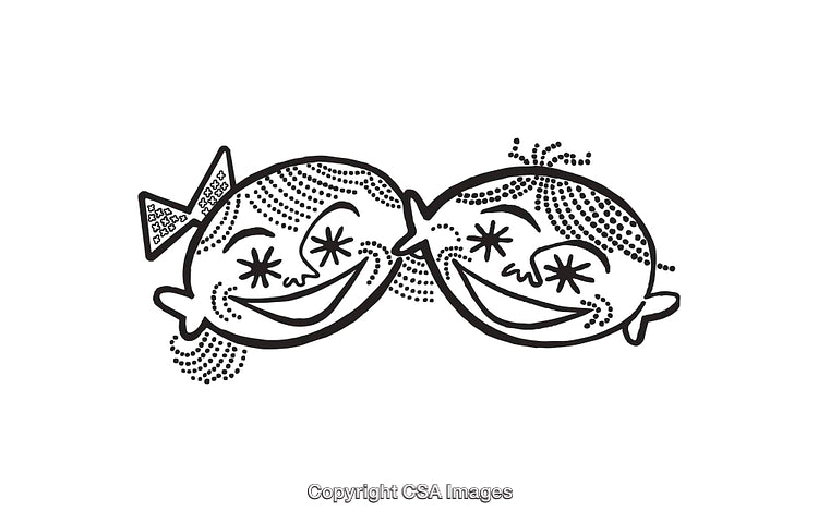 Playful Black and White Line Art of Smiling Cartoon Faces