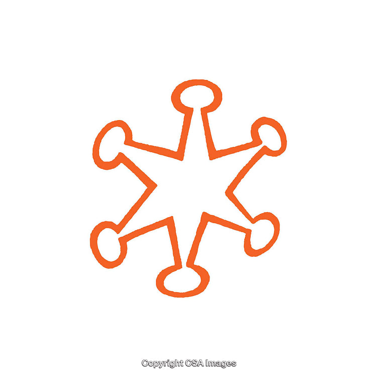 Hand-Drawn Abstract Orange Star Design on White Background