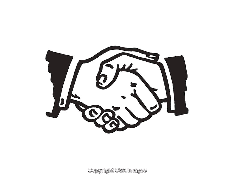 Black and White Handshake Illustration Depicting Trust and Agreement