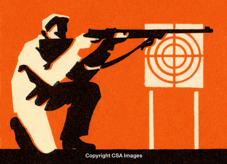 Conceptual Illustration of Shooting Practice and Marksmanship on Orange Background