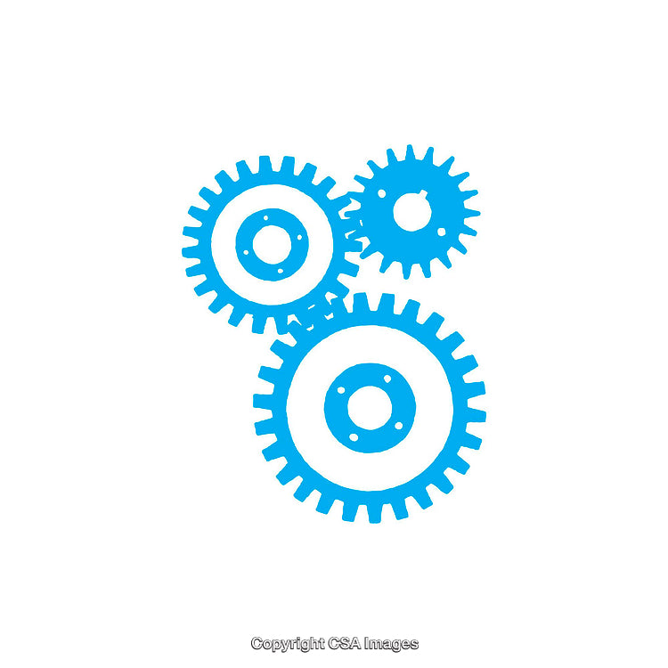 Blue Gear Icon Symbolizing Mechanics and Collaboration in Engineering Systems
