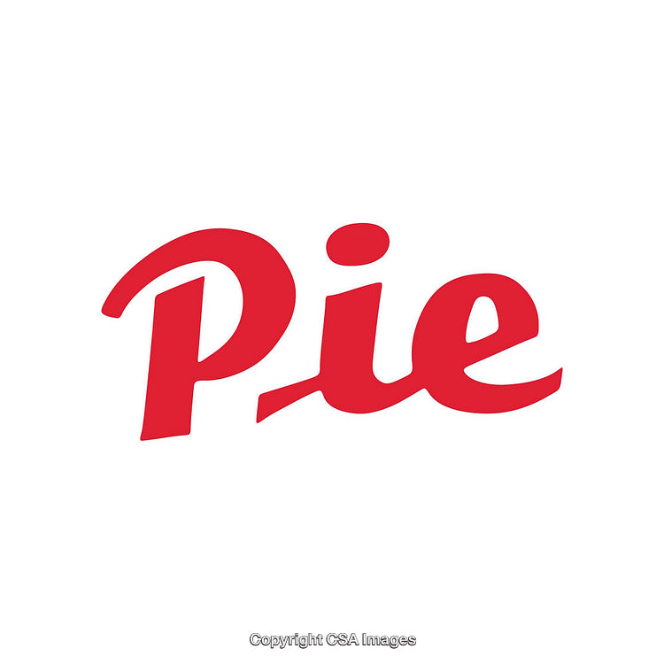 Red Bold Text Displaying the Word Pie on White Background