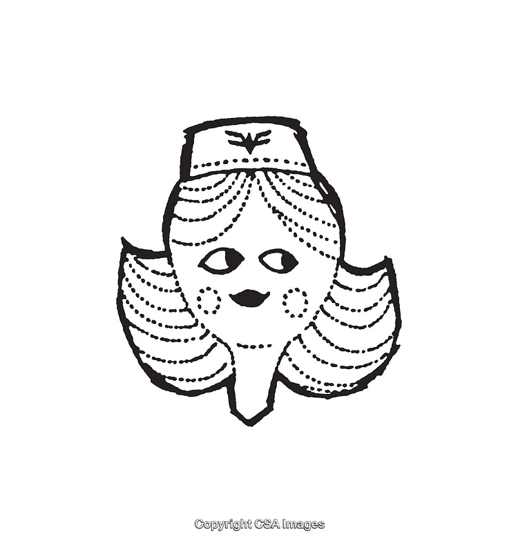 Black and White Line Art Illustration of a Character Face