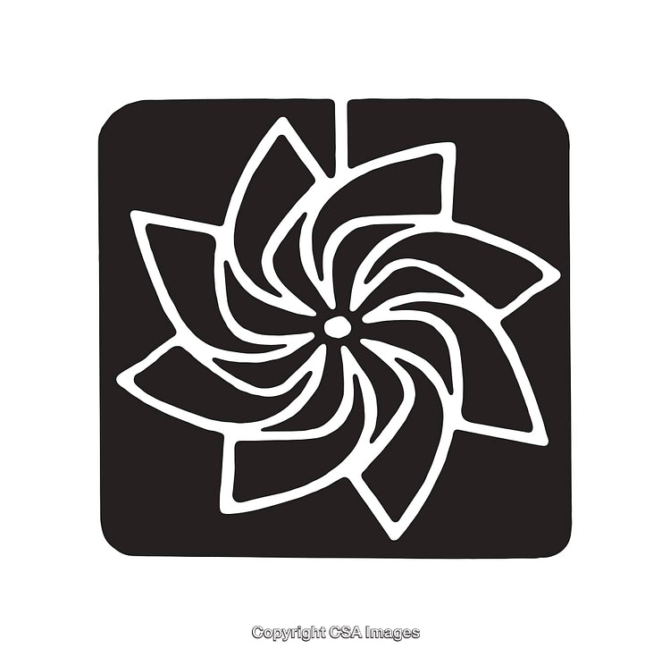 Black and White Line Art Illustration of a Floral Geometric Design
