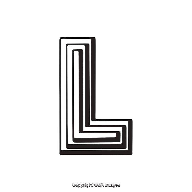 Stylized Black and White Letter L Design with Geometric Lines