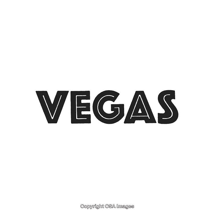 Black Vegas Text Design on Isolated Plain White Background