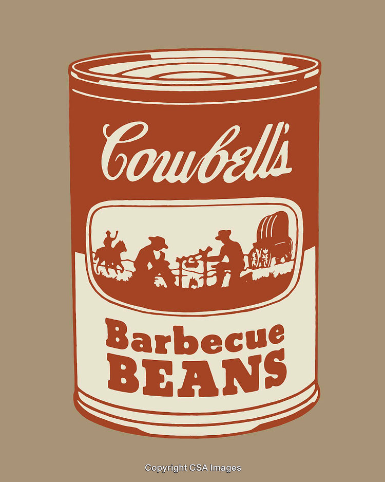 Vintage Barbecue Beans Can Illustration with Western Graphics and Rustic Style