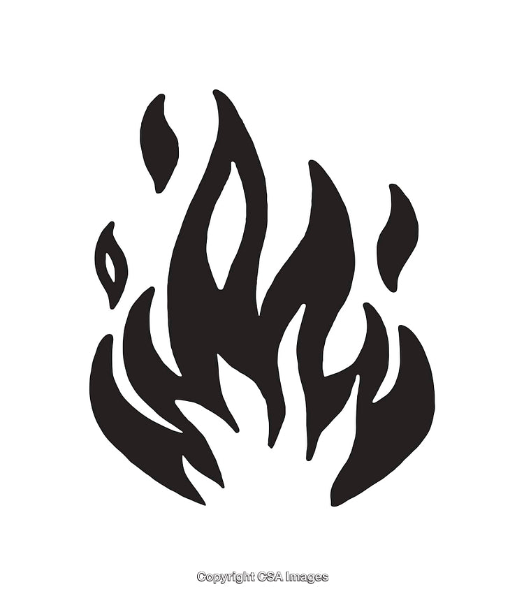 Black Silhouette Illustration of Abstract Flame Design on White Background