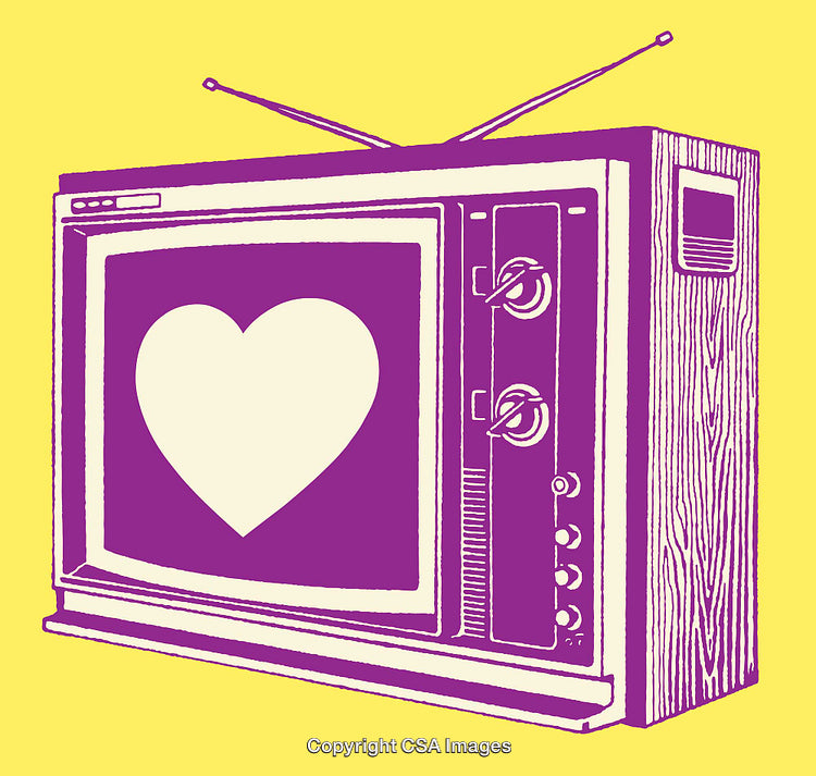 Retro Television Illustration with Heart Icon in Vibrant Colors