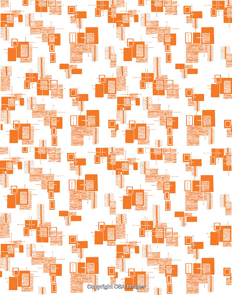 Abstract Geometric Pattern Featuring Orange Shapes on White Background