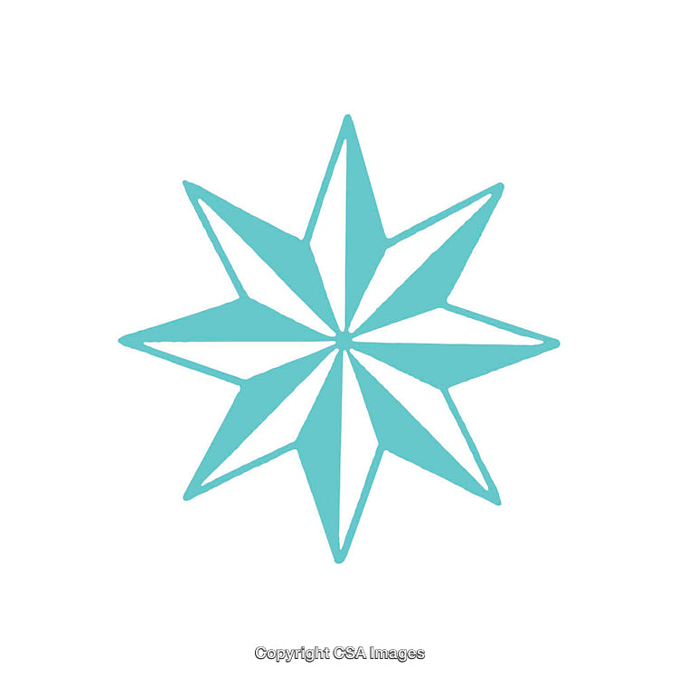 Light Blue Eight-Pointed Star Shape Isolated on White Background